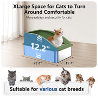 Stainless Steel Cat Litter Box, Extra Large Litter Boxes for Big Cats, XL Metal Cat Litter Box with Lid, Anti-Urine Leakage, Non-Sticky, Include Cat Mat and Litter Scoop