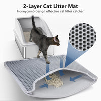 Stainless Steel Cat Litter Box, Extra Large Litter Boxes for Big Cats, XL Metal Cat Litter Box with Lid, Anti-Urine Leakage, Non-Sticky, Include Cat Mat and Litter Scoop