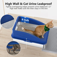 Stainless Steel Cat Litter Box, Extra Large Litter Boxes for Big Cats, XL Metal Cat Litter Box with Lid, Anti-Urine Leakage, Non-Sticky, Include Cat Mat and Litter Scoop