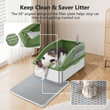 Stainless Steel Cat Litter Box, Extra Large Litter Boxes for Big Cats, XL Metal Cat Litter Box with Lid, Anti-Urine Leakage, Non-Sticky, Include Cat Mat and Litter Scoop