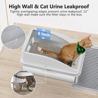 Stainless Steel Cat Litter Box, Extra Large Litter Boxes for Big Cats, XL Metal Cat Litter Box with Lid, Anti-Urine Leakage, Non-Sticky, Include Cat Mat and Litter Scoop