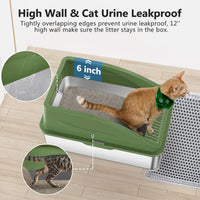 Stainless Steel Cat Litter Box, Extra Large Litter Boxes for Big Cats, XL Metal Cat Litter Box with Lid, Anti-Urine Leakage, Non-Sticky, Include Cat Mat and Litter Scoop